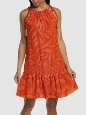 Taylor Orange Printed Halter Sundress
